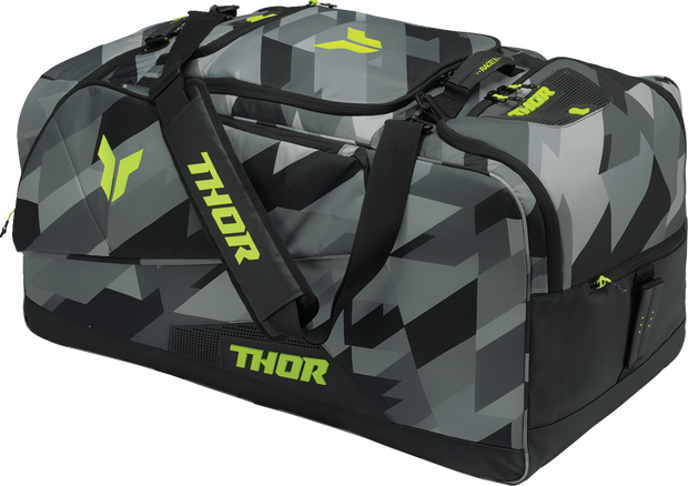 THOR Circuit bag in camo and acid colors, stylish luggage with multiple compartments for travel and storage.