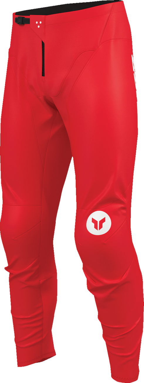 Red THOR Ridemode Menace ATV pants in US size 38, designed for offroad riding, with durable fabric and sporty fit.