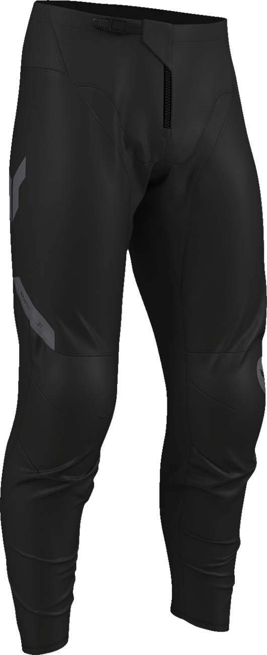 Black THOR Ridemode Menace ATV pants in US size 34, designed for offroad riding, featuring durable fabric and adjustable fit.