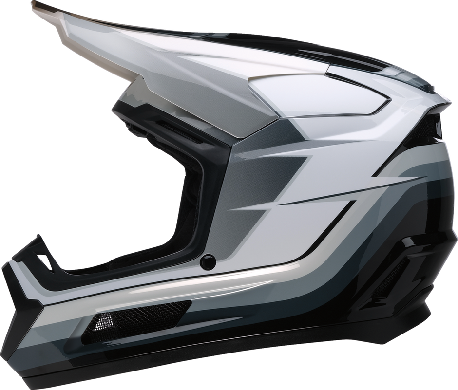 Z1R Youth Dirt Maxx offroad full face helmet in black, white, and gray for children, size large, designed for offroad riding.