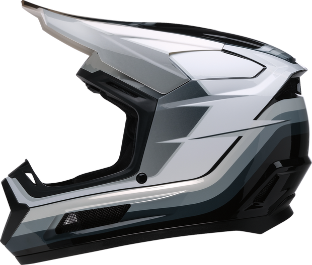 Z1R Youth Dirt Maxx offroad full face helmet in black, white, and gray for children, size large, designed for offroad riding.