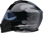 Black and gray Z1R Solaris 2.0 modular street helmet with flame design, XS size, featuring full face and flip-up modular features.