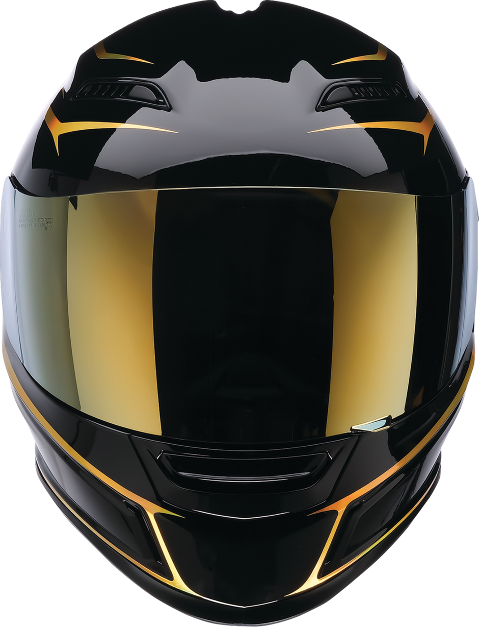 Black and gold Z1R Jackal street full face helmet with foil design, adult XS size, featuring sleek aerodynamic styling.