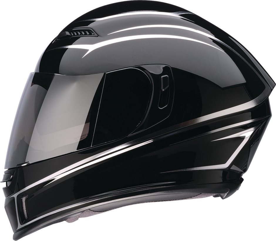 Z1R Jackal street full face helmet in black and silver foil, XS size, designed for adult motorcycle riders.