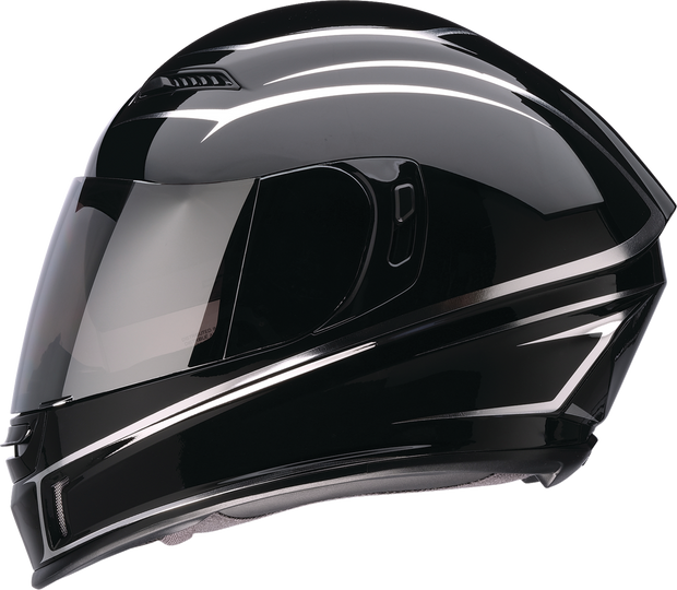 Z1R Jackal street full face helmet in black and silver foil, XS size, designed for adult motorcycle riders.