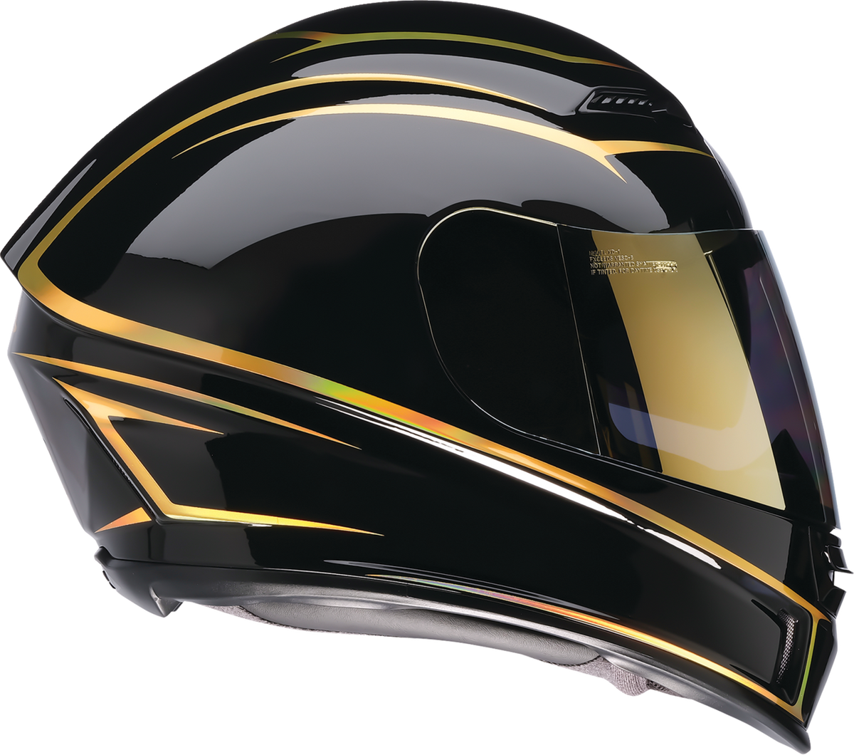 Z1R Jackal street full face helmet in black and gold with foil finish, size XS, designed for adult riders.