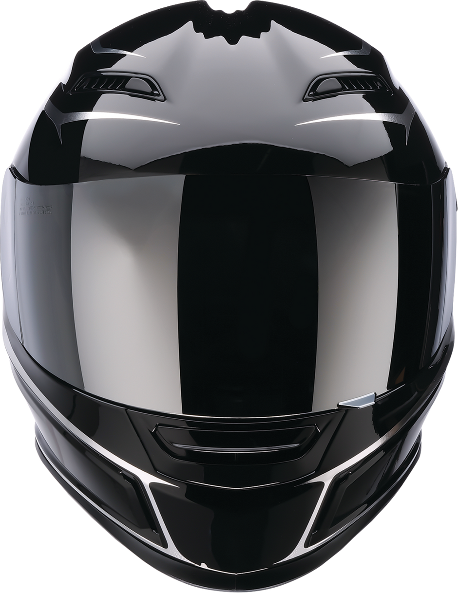 Z1R Jackal street full face adult helmet in black and silver foil, size XS, with aerodynamic design and secure chin strap