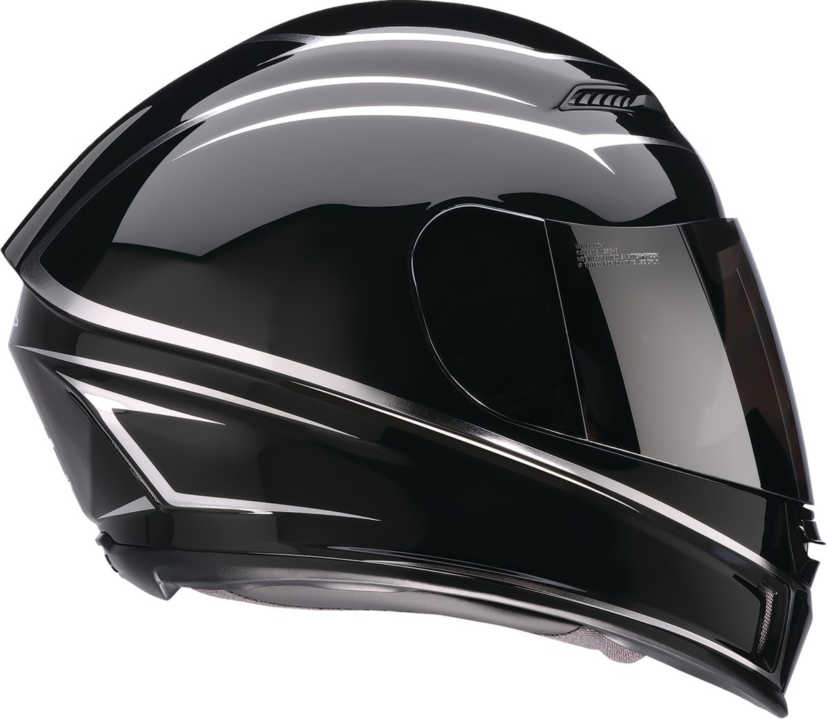 Z1R Jackal full face street helmet in black and silver, XS size, featuring a sleek foil design and aerodynamic shape.