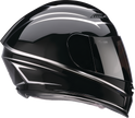 Z1R Jackal full face street helmet in black and silver, XS size, featuring a sleek foil design and aerodynamic shape.