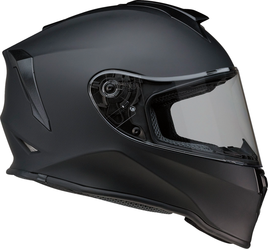 Z1R Youth Warrant 2.0 street full face helmet in solid flat black, medium size, designed for children’s motorcycle riding safety.