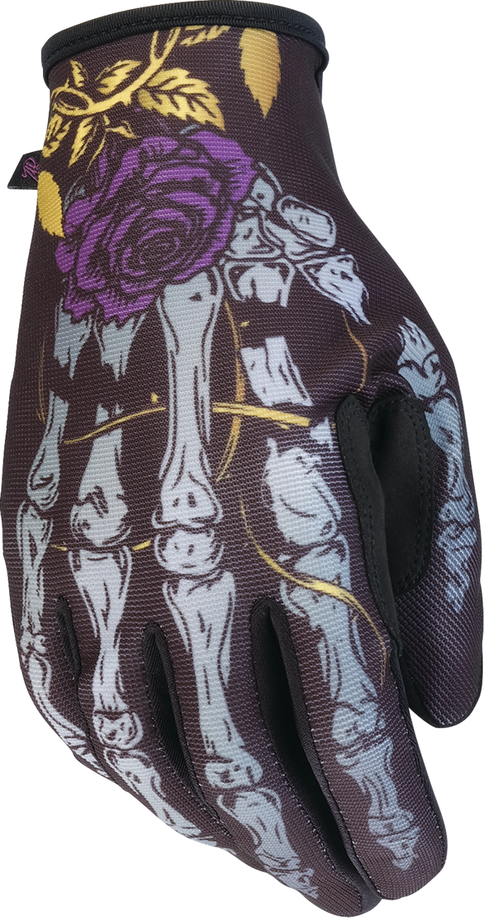 Black Z1R Women's Reflective Bone Gloves in small size, showing snug fit and reflective details for enhanced visibility.