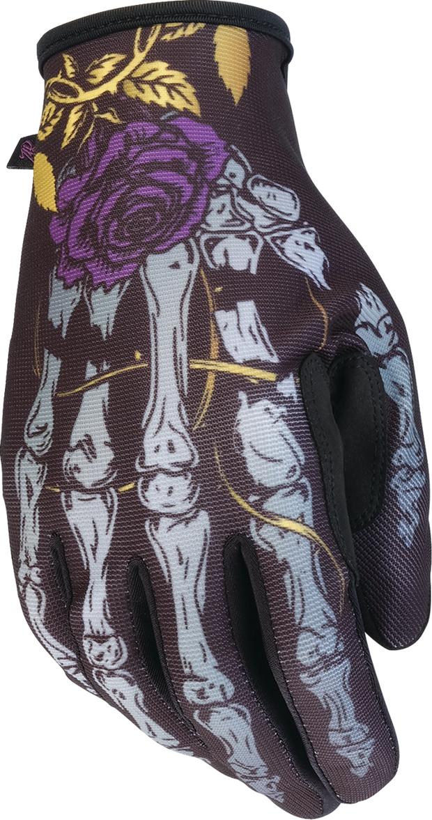 Black Z1R Women's Reflective Bone Gloves in small size, showing snug fit and reflective details for enhanced visibility.