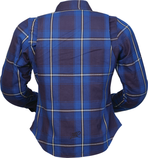 Z1R Women's Ashwood Flannel in blue, small size, casual streetwear with a soft, cozy plaid design.