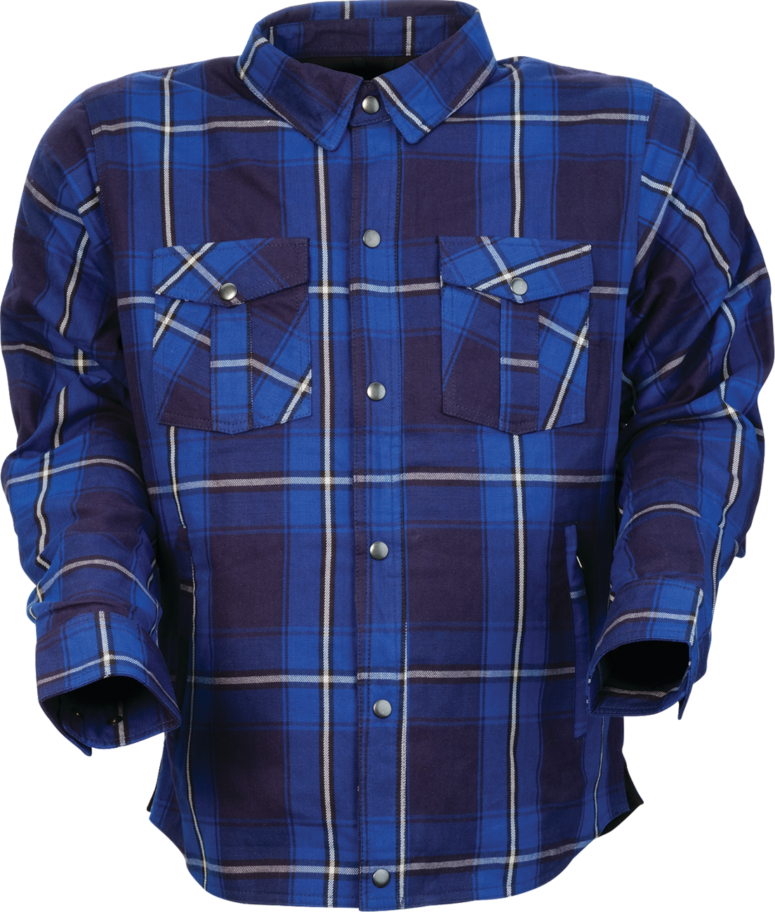 Z1R Ashwood Flannel shirt in blue, medium size, featuring a casual streetwear design with button-up front and plaid pattern.