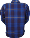 Z1R Ashwood Flannel shirt in blue, medium size, featuring a classic plaid pattern and button-up design.