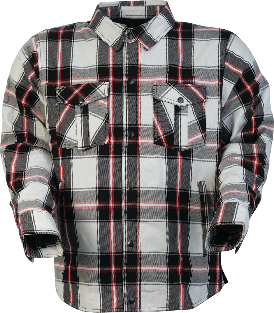 Red Z1R Ashwood Flannel shirt in small size featuring classic plaid pattern and casual streetwear style.