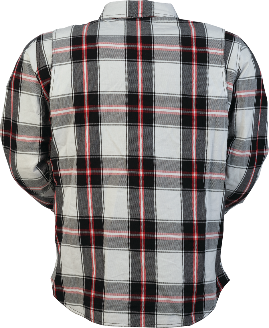 Red Z1R Ashwood flannel shirt in small size, featuring a classic plaid pattern and comfortable streetwear style.