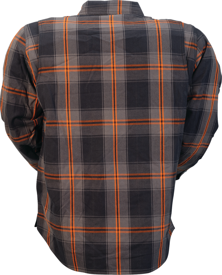 Z1R Ashwood Flannel shirt in orange, medium size, featuring a stylish plaid pattern, casual streetwear apparel.