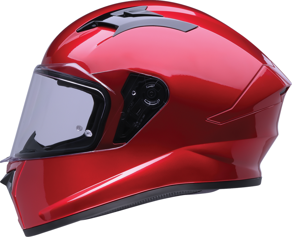 Red Z1R Talon full face street helmet in solid design, XS size, featuring aerodynamic shape and secure chin strap.