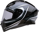 Z1R Talon street full face helmet in black, gray, and white for adults, size small, with sleek aerodynamic design.