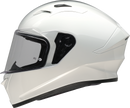 White Z1R Talon full face street helmet in XS size, featuring a sleek design and solid construction.