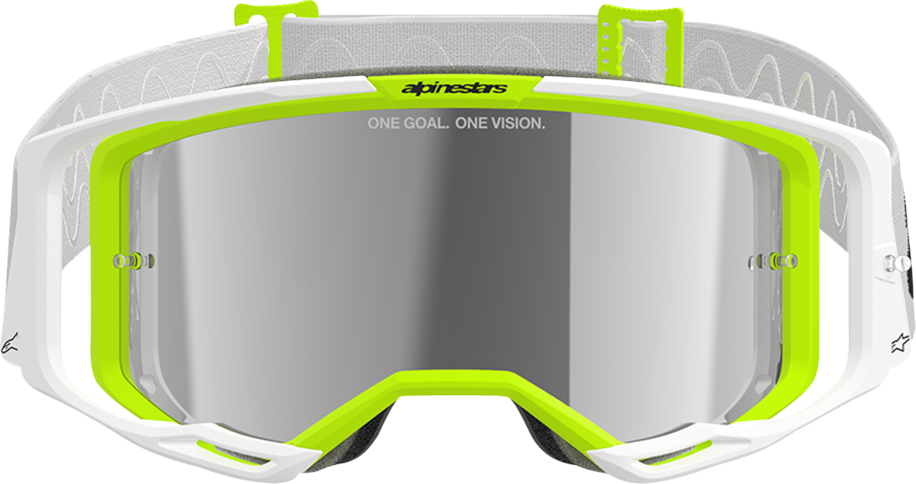 ALPINESTARS GOGGLES Vision 8 Goggle - Wordmark - White/Yellow Fluo - Silver Mirror Lens 5101325-2501