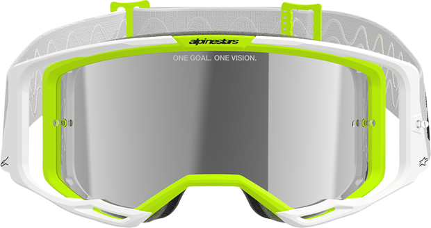 ALPINESTARS GOGGLES Vision 8 Goggle - Wordmark - White/Yellow Fluo - Silver Mirror Lens 5101325-2501