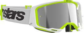 ALPINESTARS GOGGLES Vision 8 Goggle - Wordmark - White/Yellow Fluo - Silver Mirror Lens 5101325-2501
