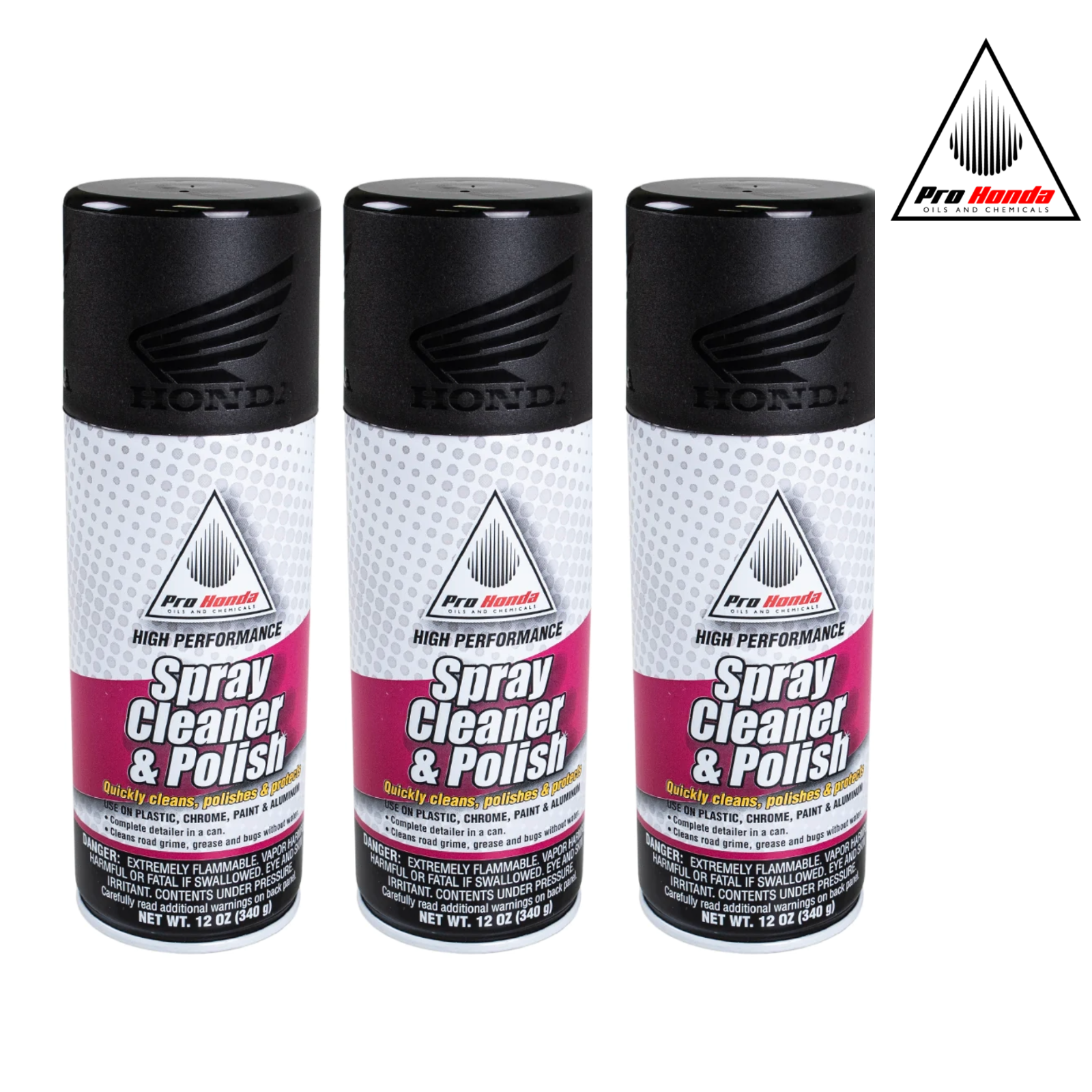 PRO HONDA MOTORCYCLE HIGH PERFORMANCE SPRAY CLEANER & POLISH 3 CANS 12 OZ