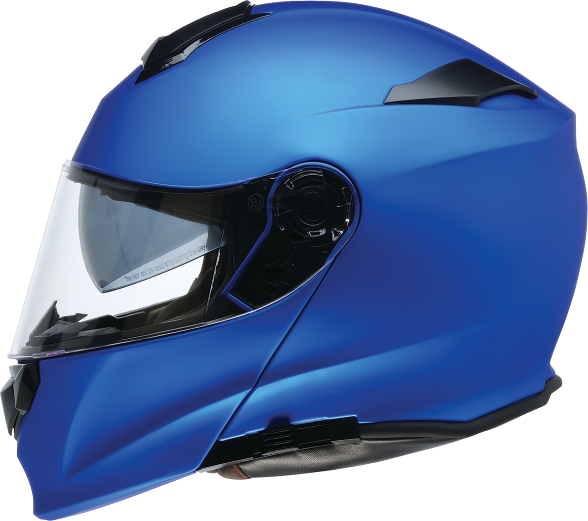 Z1R Solaris 2.0 satin blue modular street helmet with open face and chin guard, size XS, shown from the front.
