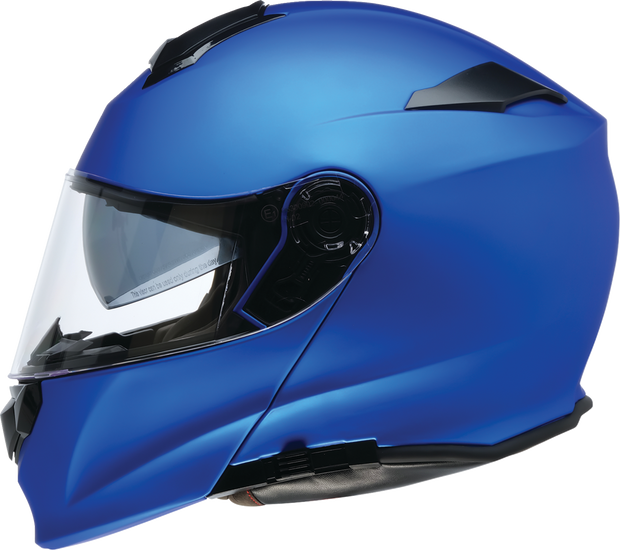 Z1R Solaris 2.0 satin blue modular street helmet with open face and chin guard, size XS, shown from the front.