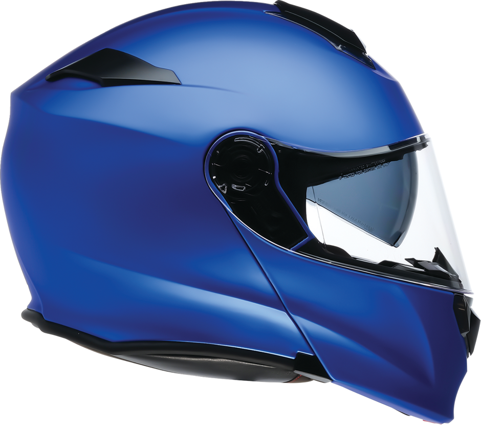 Z1R Solaris 2.0 satin blue modular street helmet with open face and full face options, XS size, shown in image.