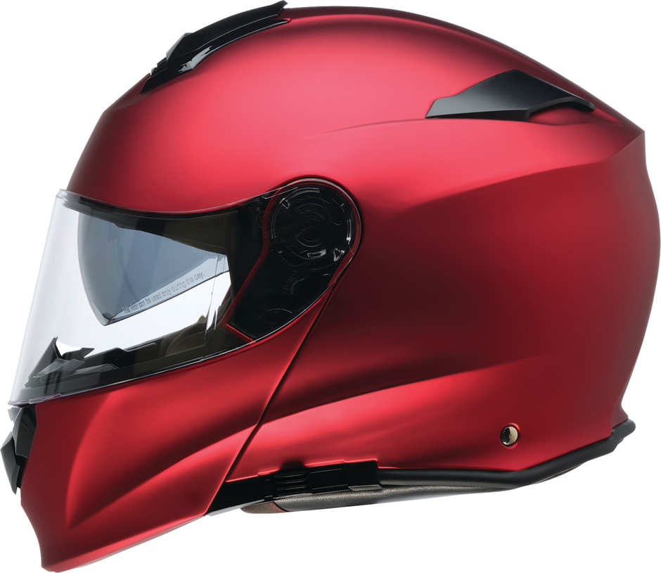 Red Z1R Solaris 2.0 modular street helmet in satin finish, showing the full face and open face design, size XS.