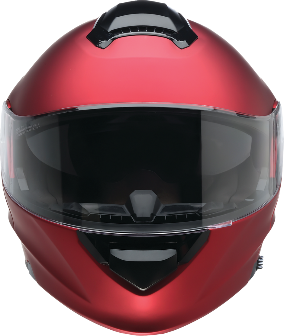 Z1R Solaris 2.0 satin red modular street helmet with full face design, XS size, showing the helmet's sleek, aerodynamic look.