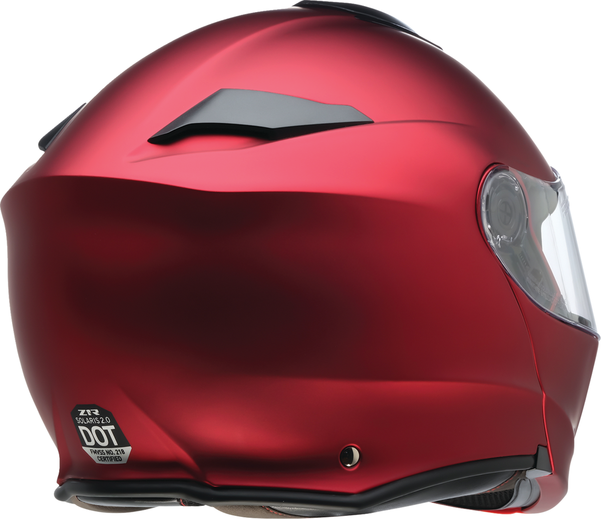 Z1R Solaris 2.0 Satin Red modular street helmet showing full face and open face modes, size XS.