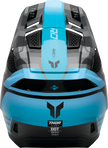 THOR Fleet full face offroad helmet in black and teal, 2XL size, with sleek design and adjustable chin strap.