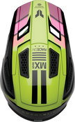 Black and acid-colored THOR Fleet offroad full face helmet in XL size with aerodynamic design and ventilation features.
