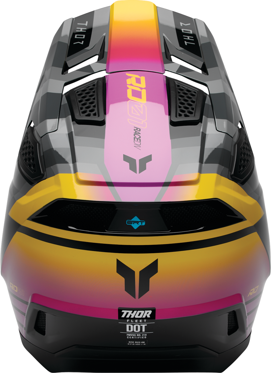 THOR Fleet Camber offroad full face adult helmet in black and magenta, size XL, with aerodynamic design and ventilation.