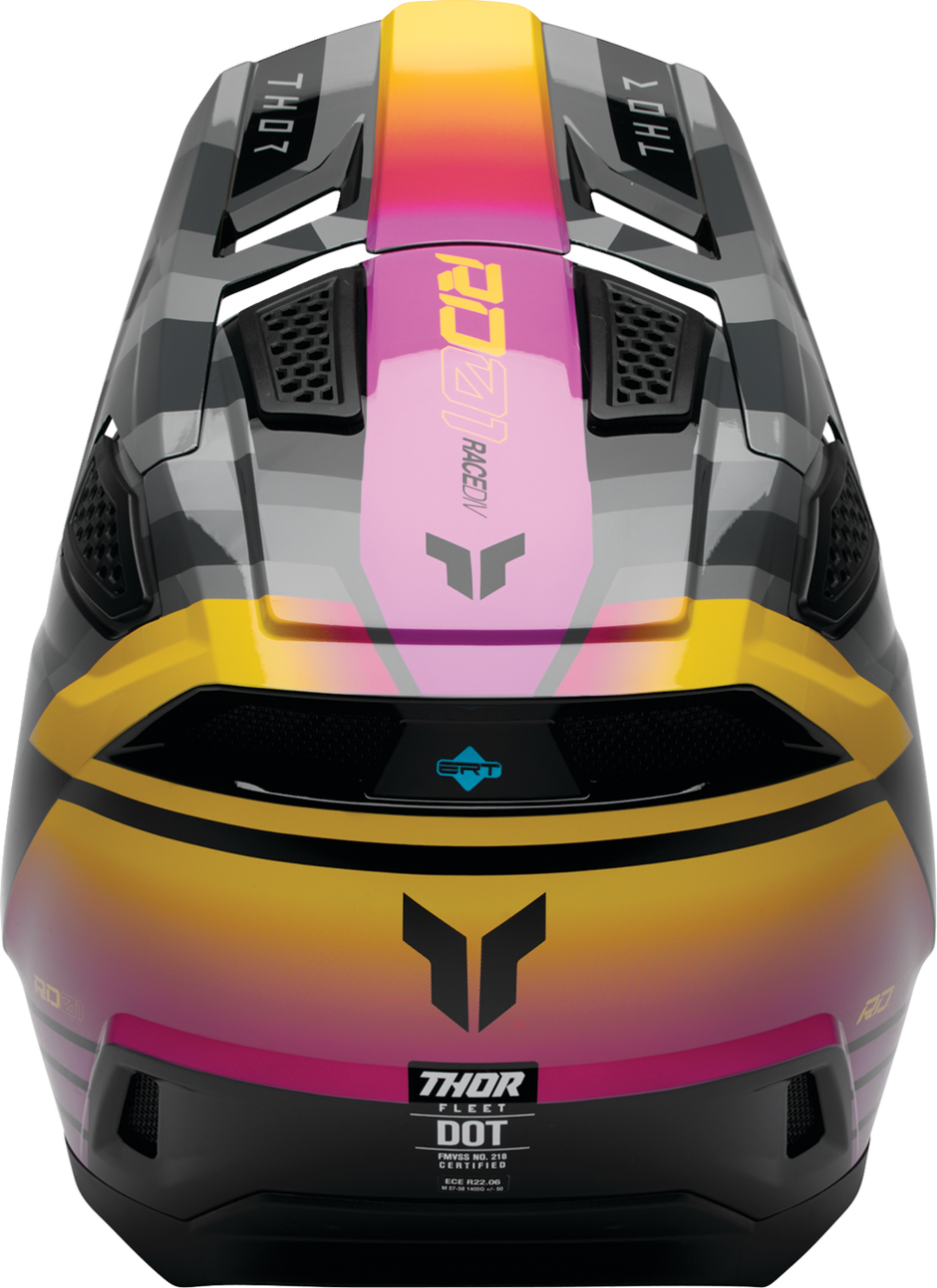 THOR Fleet Camber offroad full face adult helmet in black and magenta, size XL, with aerodynamic design and ventilation.