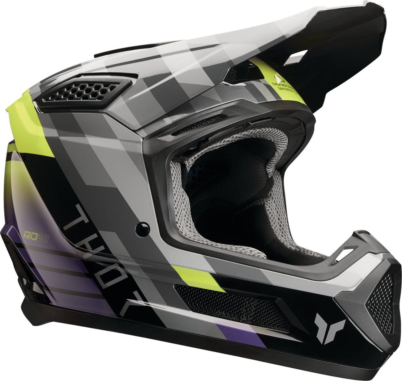 THOR Fleet Camber black and purple offroad full face adult helmet, 2XL size, with ventilation and sturdy chin guard.