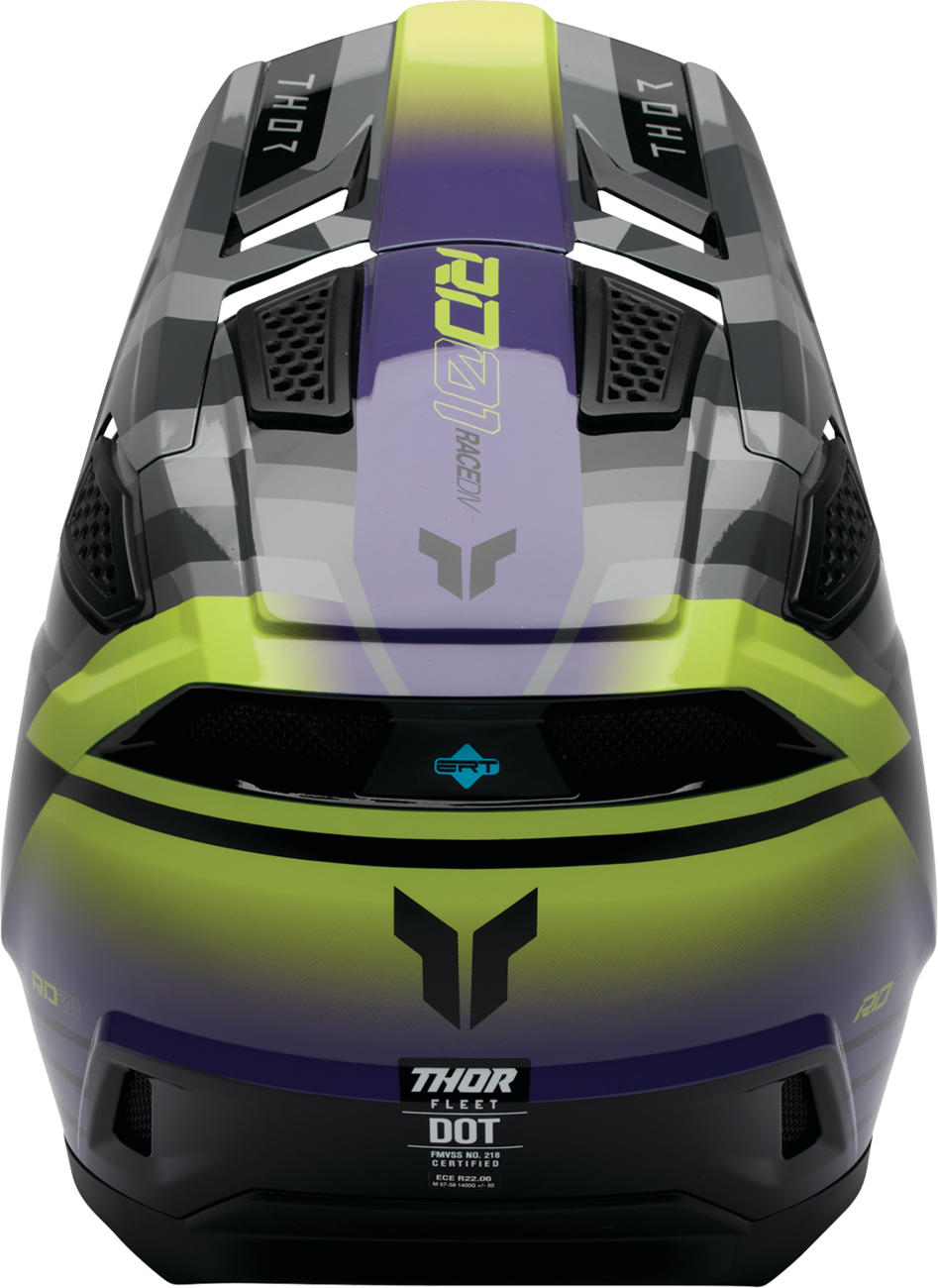 THOR Fleet Camber offroad full face helmet for adults in black and purple, 2XL size, designed for motocross and dirt biking.
