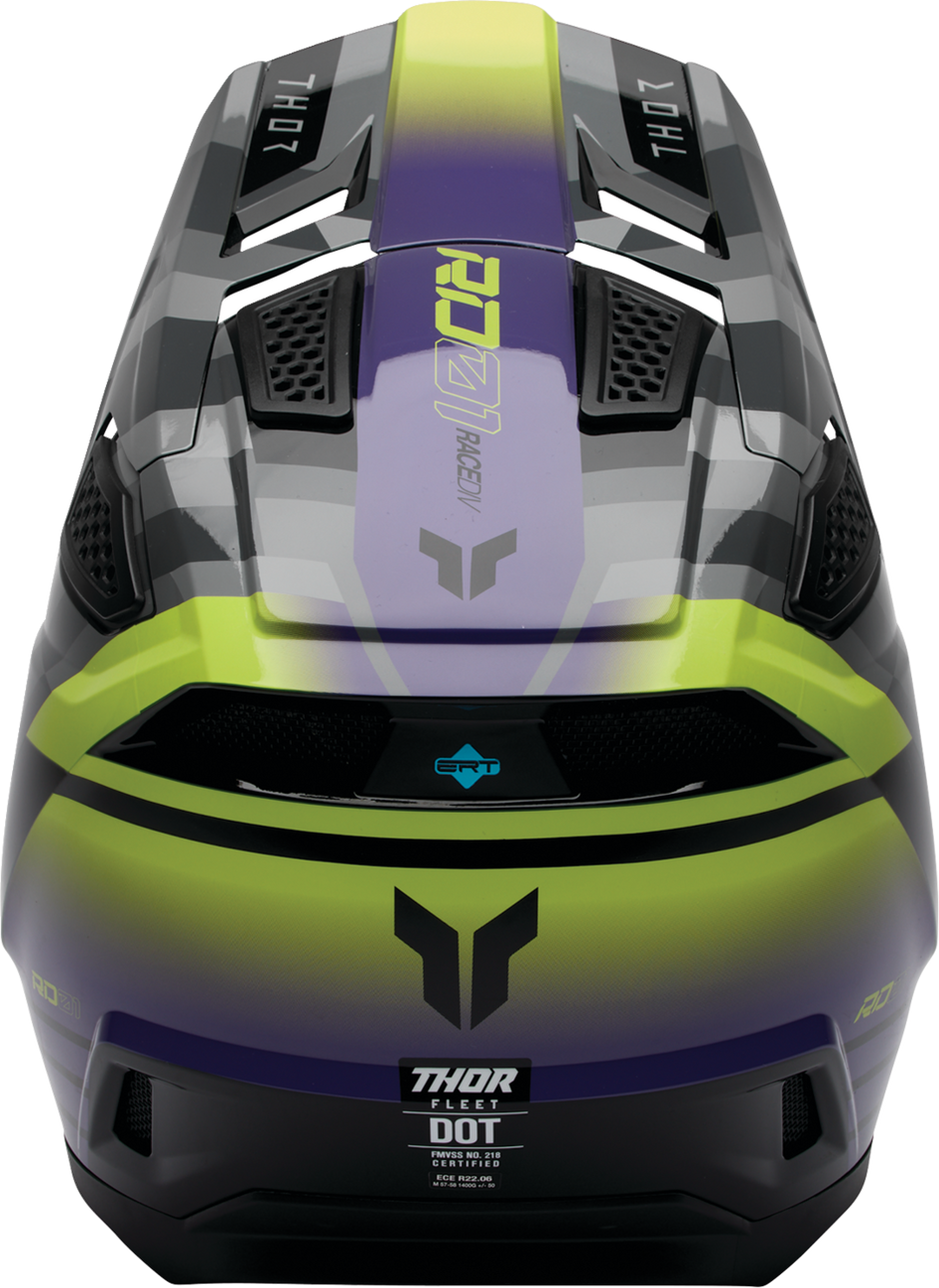 THOR Fleet Camber offroad full face helmet for adults in black and purple, 2XL size, designed for motocross and dirt biking.