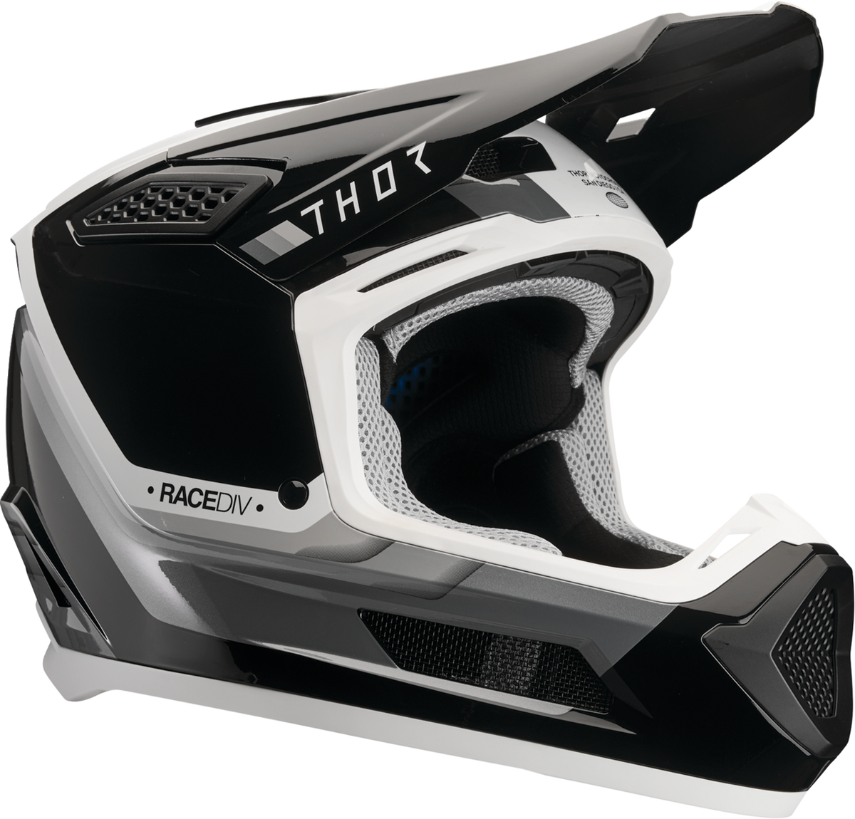 THOR Fleet Defy Offroad Full Face Helmet in black and white, 2XL size, designed for adult motocross and off-road riding.