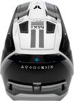 THOR Fleet Defy offroad full face helmet in black and white, adult 2XL size, with ventilation and secure chin strap.