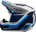 THOR Fleet Defy offroad full face motorcycle helmet in blue and gray, 2XL size, with aerodynamic design and secure chin strap.