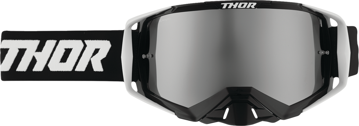 THOR Activate Goggle Flite black frame with silver mirror lens, motocross eyewear designed for high-performance riding.