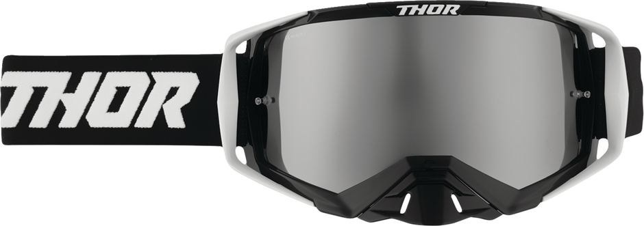 THOR Activate Goggle Flite black frame with silver mirror lens, motocross eyewear designed for high-performance riding.