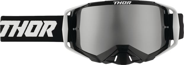 THOR Activate Goggle Flite black frame with silver mirror lens, motocross eyewear designed for high-performance riding.