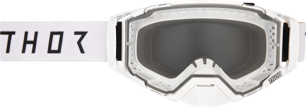 THOR Ascend LTD Goggle in white with clear lens, designed for motocross or off-road riding, on a plain background.