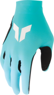THOR Sportmode Iconic gloves in aqua and powder blue, XS size, showing padded palms and adjustable wrist straps.